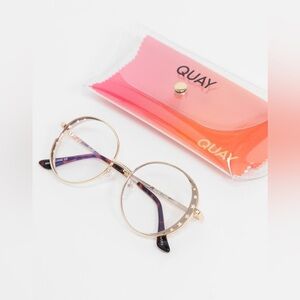 QUAY Seeing Stars Womens Round Blue Light Glasses In Gold